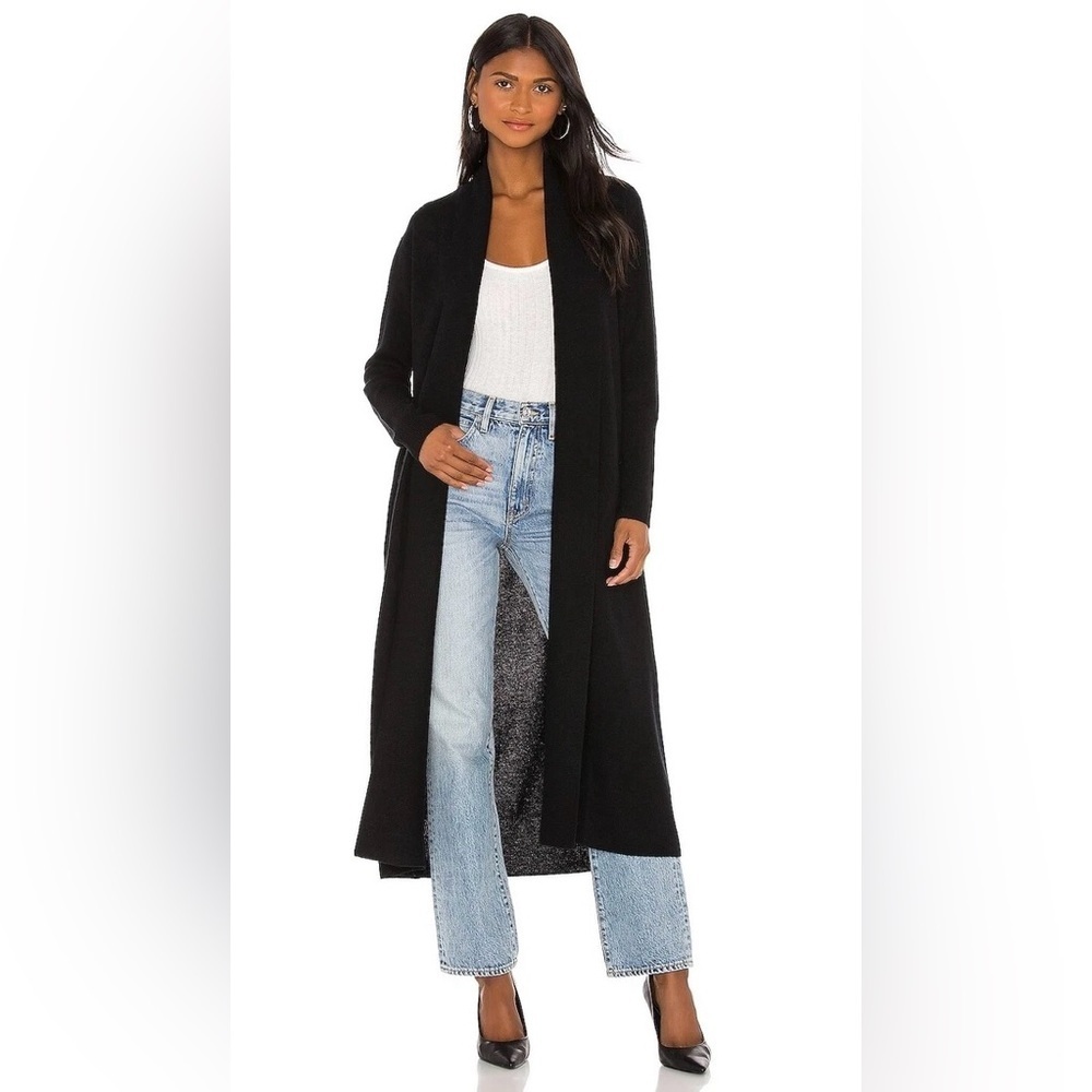 360 Sweater Italian Yarn Black Gray Women's Long Cardigan Sweater Duster Wool